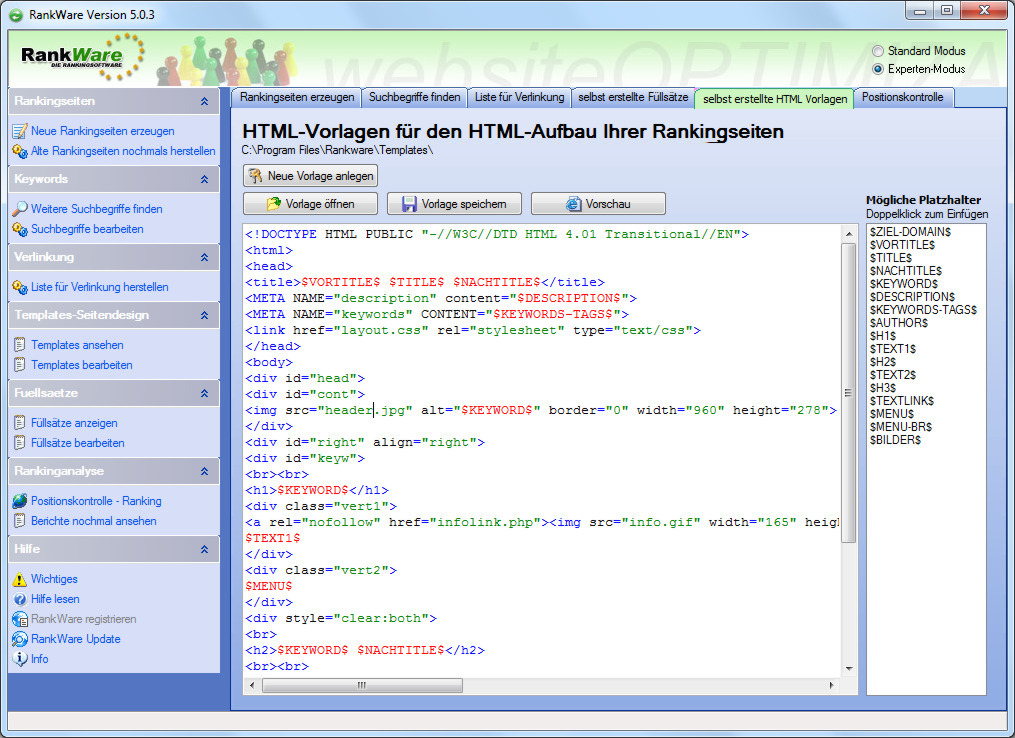 Landing Page Generator mit HTML-Templates