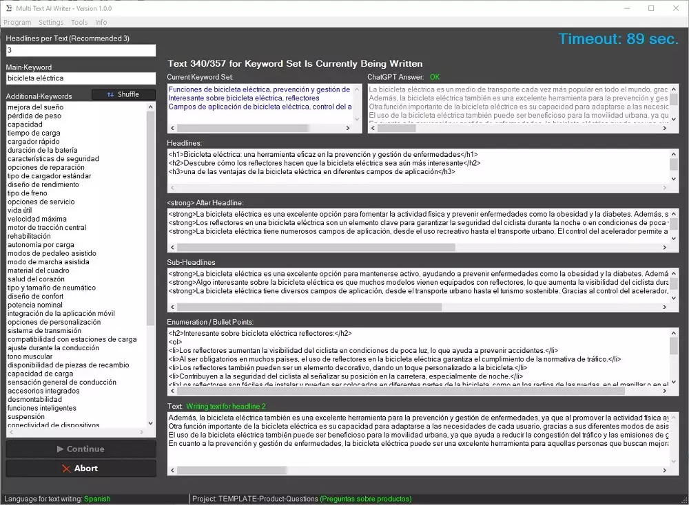 Escribir varios textos con ChatGPT